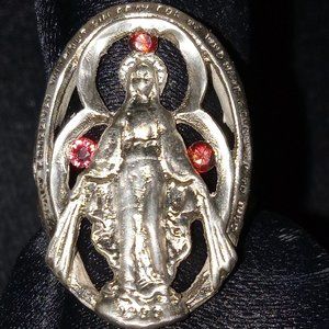 925 Sterling Silver Unisex "Virgin Mary" Royal Golden Sapphire